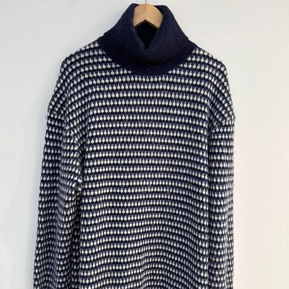 Ted Baker Mens 6 Riber Chunky Roll Neck Wool Blend Sweater Bird Eye Knit XXL